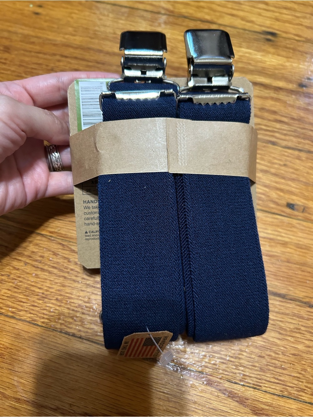Welch Suspenders Mens Blue Heavy‎ Duty Suspenders 2” Wide Adj Silver Tone USA M